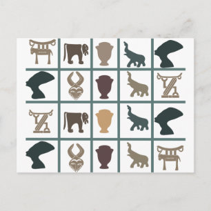 Afrikanische Motive und Tier-Silhouetten-Kunst Postkarte