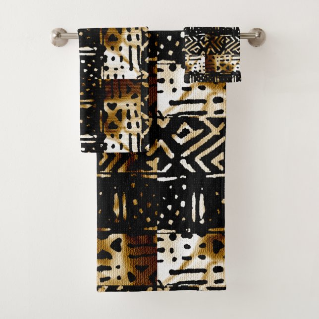 afrikanische Mud Cloud Print Badhandtuch Set (Insitu)