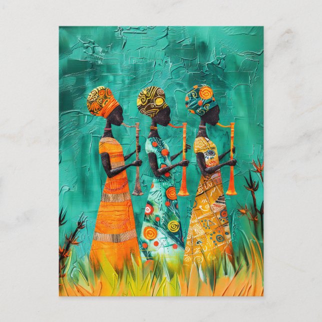 Afrikanische Musiker in traditionellem Kleid Postkarte (Vorderseite)