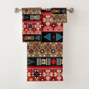 afrikanische Muster, orientalisches Muster Kissen Badhandtuch Set