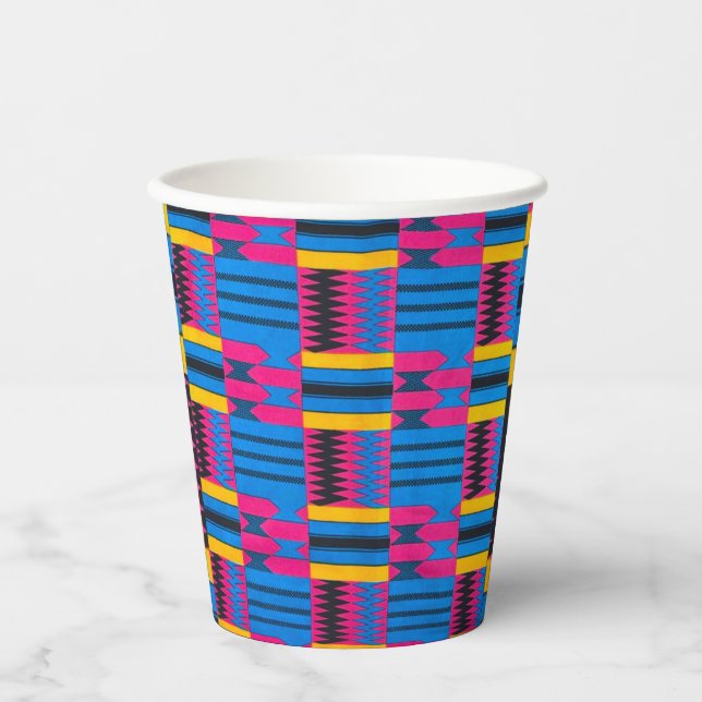 Afrikanische Musterpapierkopien Pappbecher (Vorderseite)