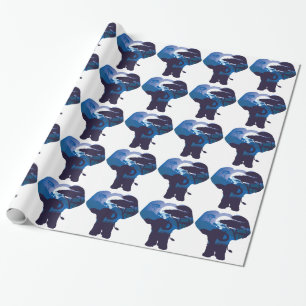Afrikanische Nacht mit Elefanten 4 Geschenkpapier