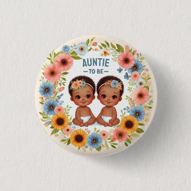 Afrikanische Niedliche Twin Boys Kinderdusche Tant Button (Vorderseite)