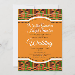 Afrikanische Orange Classic Kente Cloth Wedding Einladung