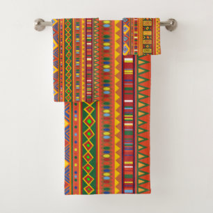 Afrikanische Ornament 001 Badhandtuch Set