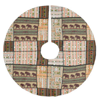 Afrikanische Patchwork-Elefanten: Ziertextur Polyester Weihnachtsbaumdecke
