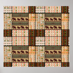 Afrikanische Patchwork-Elefanten: Ziertextur Poster