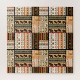 Afrikanische Patchwork-Elefanten: Ziertextur Puzzle