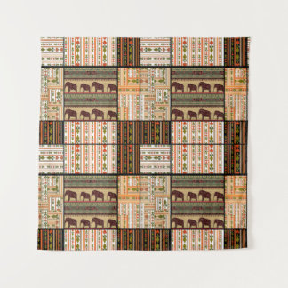 Afrikanische Patchwork-Elefanten: Ziertextur Wandteppich