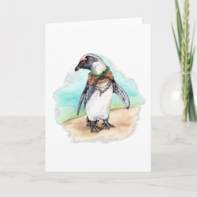 Afrikanische Pinguin am Strand Feiertagskarte (Vorderseite)