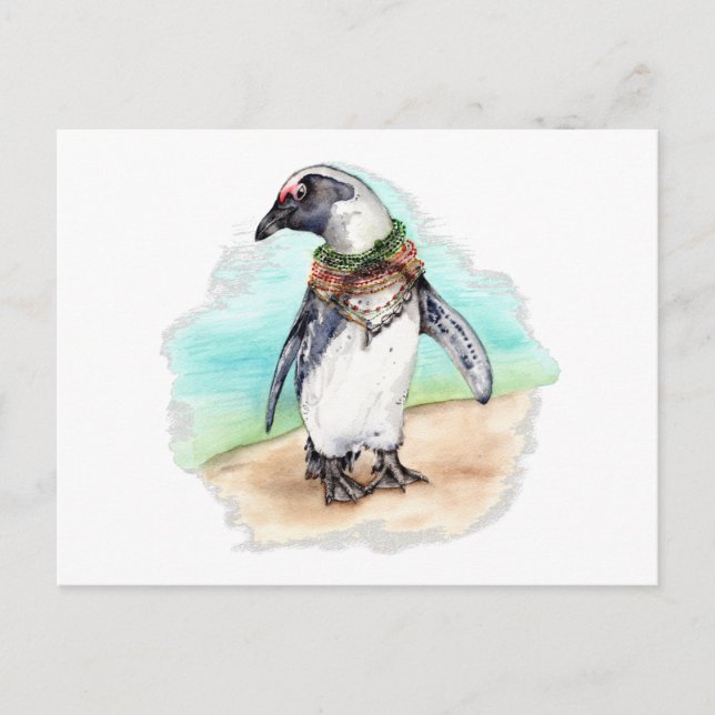 Afrikanische Pinguin am Strand Postkarte (Vorderseite)
