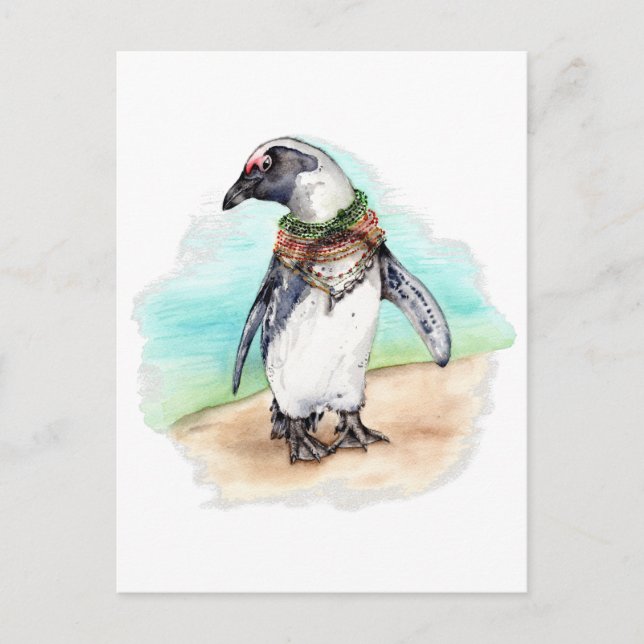 Afrikanische Pinguin am Strand Postkarte (Vorderseite)