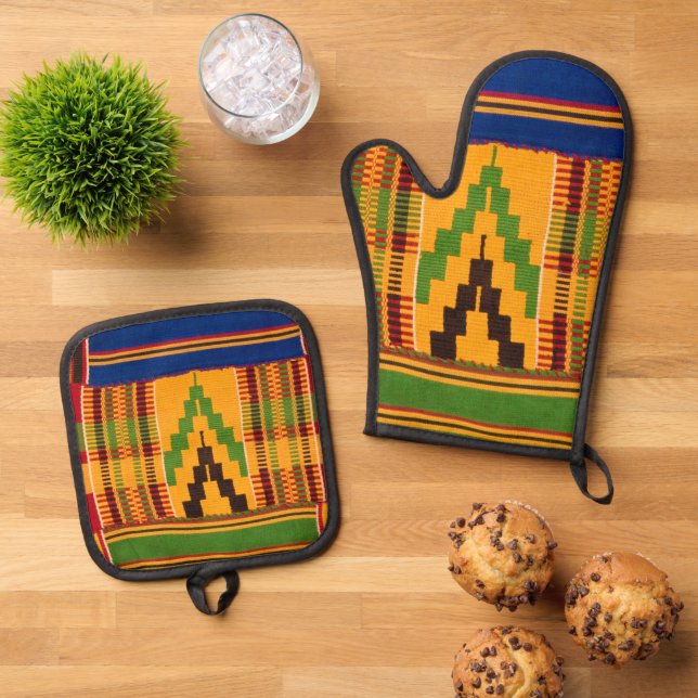 afrikanische Print Ofenhandschuh & Topflappen-Set (Oben Unten)