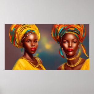 Afrikanische Prinzessin Frauen Goldschmuck 3 Poste Poster