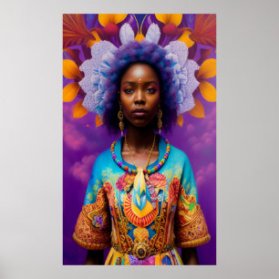 Afrikanische Prinzessin mit dekorativem Gewand Poster