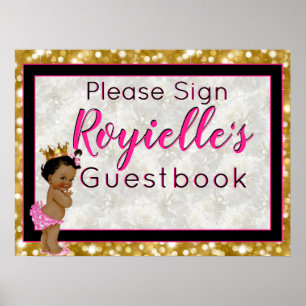 Afrikanische Prinzessin Rosa/Schwarz/Gold Glitter- Poster
