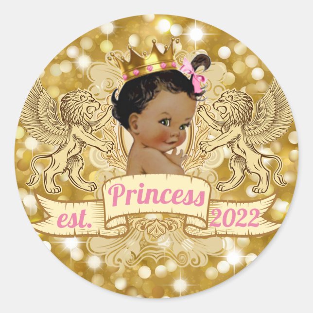 Afrikanische Prinzessin Royal Gold Glitzer Gefalle Runder Aufkleber (Vorderseite)