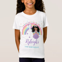 Afrikanische Prinzessin Unicorn Rainbow Birthday O T-Shirt