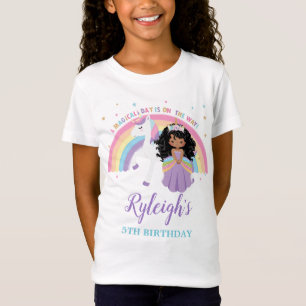 Afrikanische Prinzessin Unicorn Rainbow Birthday O T-Shirt