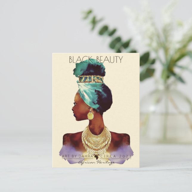 AFRIKANISCHE QUEEN HEAD WRAP NATURAL HAAR POSTKARTE (Stehend Vorderseite)