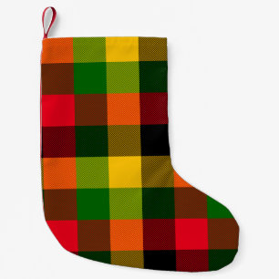 Afrikanische Rasta-Reggae-Farben Karomuster Design Kleiner Weihnachtsstrumpf