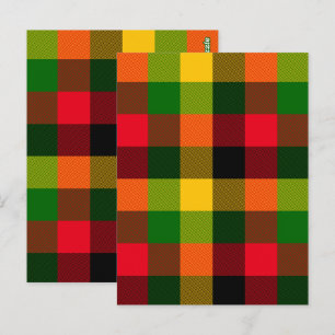 Afrikanische Rasta-Reggae-Farben Karomuster Design Postkarte