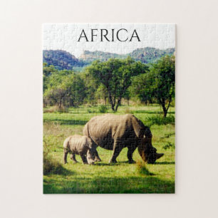 afrikanische Rhino-Familie Puzzle