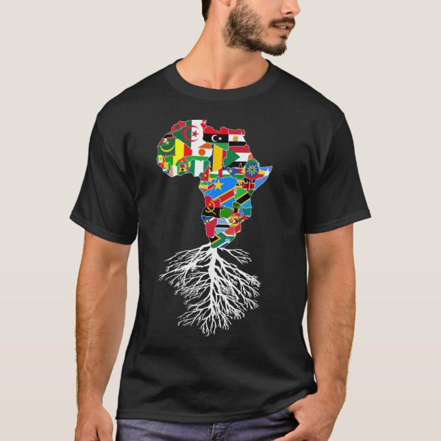 Afrikanische Roots Kontinentalkarte Matching Count T-Shirt (Vorderseite)