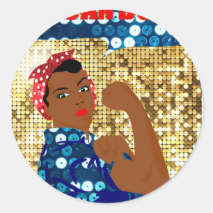 afrikanische Rosie the Riveter Runder Aufkleber