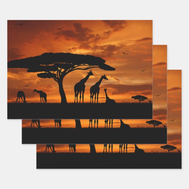 Afrikanische Safari bei Sunset Geschenkpapier Set (Set)