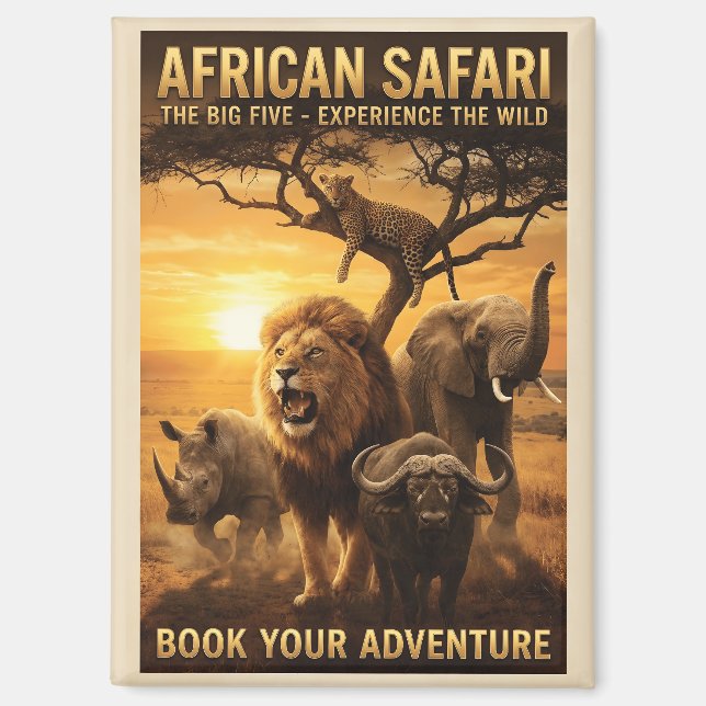 Afrikanische Safari Big Five Wildtiere  Magnet (Vorderseite)