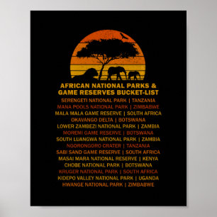 Afrikanische Safari-Eimerliste Sonnenuntergang Löw Poster