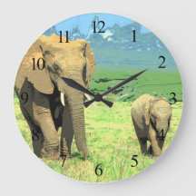 Afrikanische Safari Elefanten große Uhr