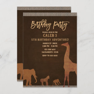 Afrikanische Safari Jungle Zoo Brown Geburtstagspa Einladung