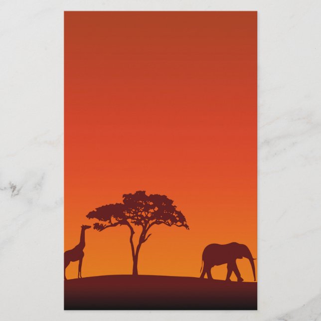 Afrikanische Safari-Silhouette - Briefpapier (Vorderseite)