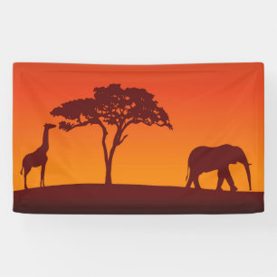 Afrikanische Safari-Silhouette - Fahne Banner