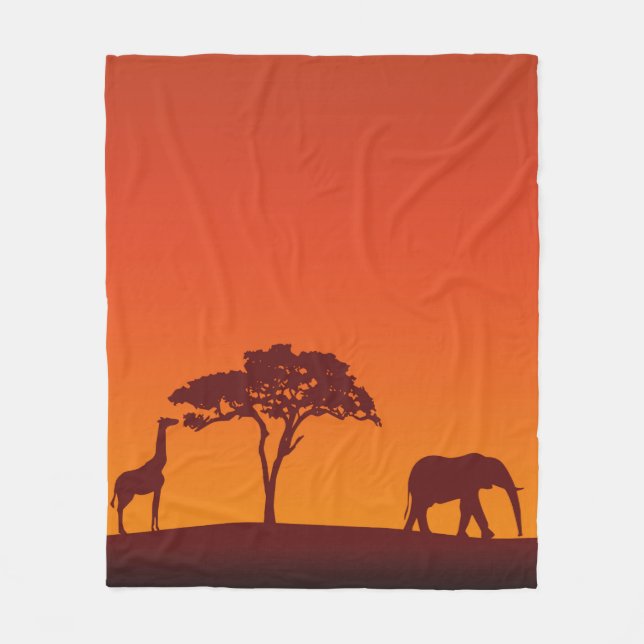 Afrikanische Safari-Silhouette - Fleece-Decke Fleecedecke (Vorderseite)