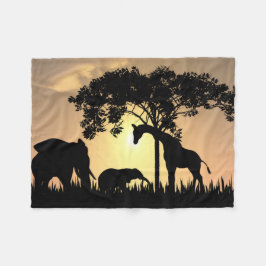 Afrikanische Safari-Silhouette-Fleece-Decke Fleecedecke