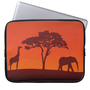 Afrikanische Safari-Silhouette - Laptop-Hülse Laptopschutzhülle