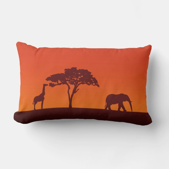 Afrikanische Safari-Silhouette - lumbales Kissen (Vorderseite)