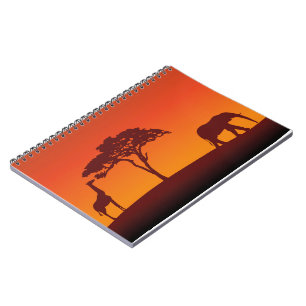 Afrikanische Safari-Silhouette - Notizbuch Notizblock