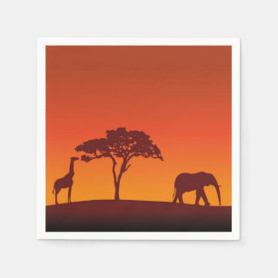 Afrikanische Safari-Silhouette - Paper Napkin Serviette