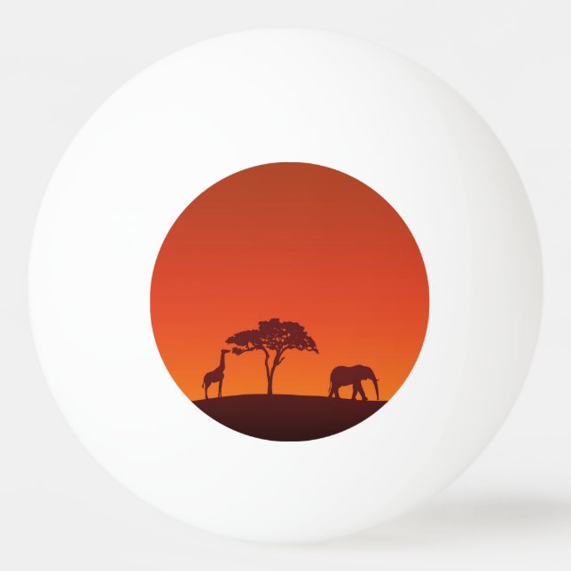 Afrikanische Safari-Silhouette - Ping Pong Ball Tischtennisball (Vorderseite)