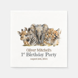 Afrikanische Safari-Tiere 1. Geburtstag-Party Serviette