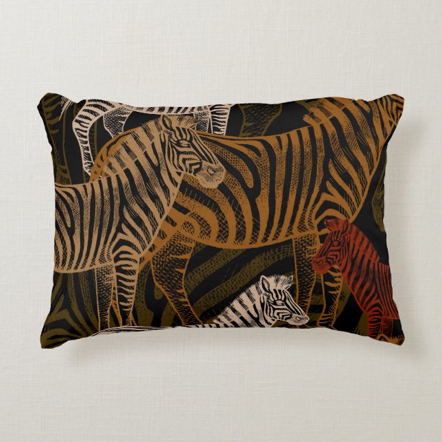 Afrikanische Safari: Zebra Vintag Design Dekokissen (Vorderseite)