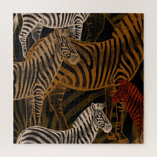 Afrikanische Safari: Zebra Vintag Design Puzzle