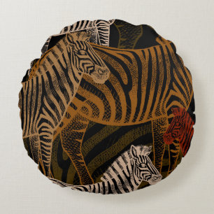 Afrikanische Safari: Zebra Vintag Design Rundes Kissen