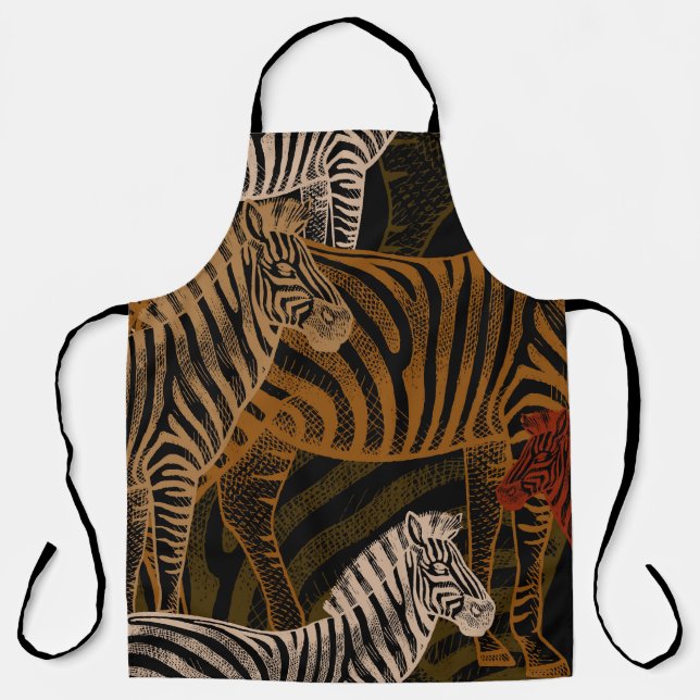 Afrikanische Safari: Zebra Vintag Design Schürze (Vorderseite)