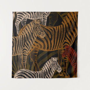 Afrikanische Safari: Zebrastreifen Vintage-Design Wandteppich