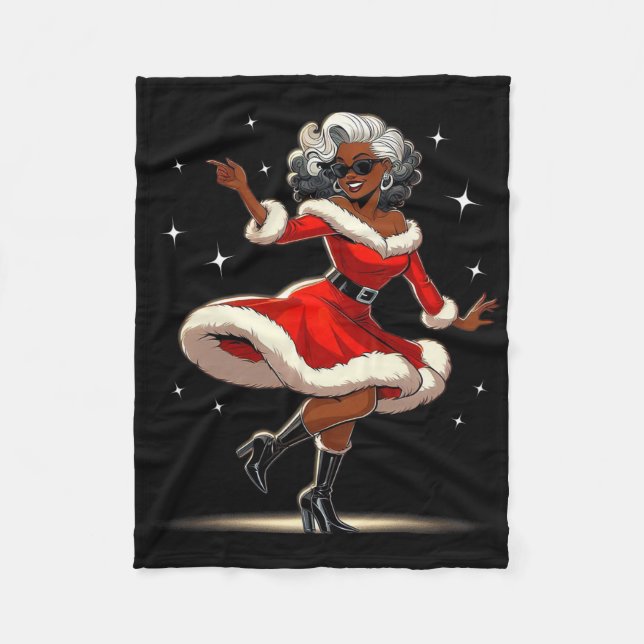 Afrikanische Santa Ehefrau tanzt Afrikanisch-Ameri Fleecedecke (Vorderseite)